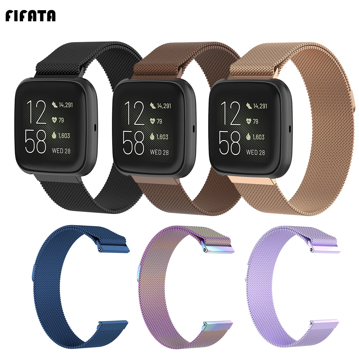 FIFATA металлический браслет из нержавеющей стали Milanse для Fitbit Versa/Versa Lite/Versa 2 Смарт Браслет сменная часть