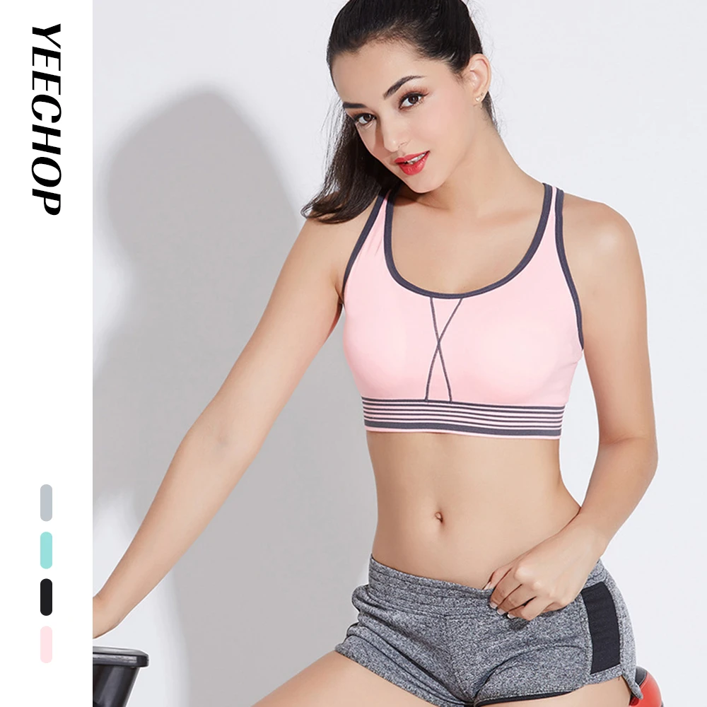

Yeechop Women Gym Racerback Wireless Workout Fit Sports Bra High Impact Stretch Breathable Stretch Sports Seamless Top