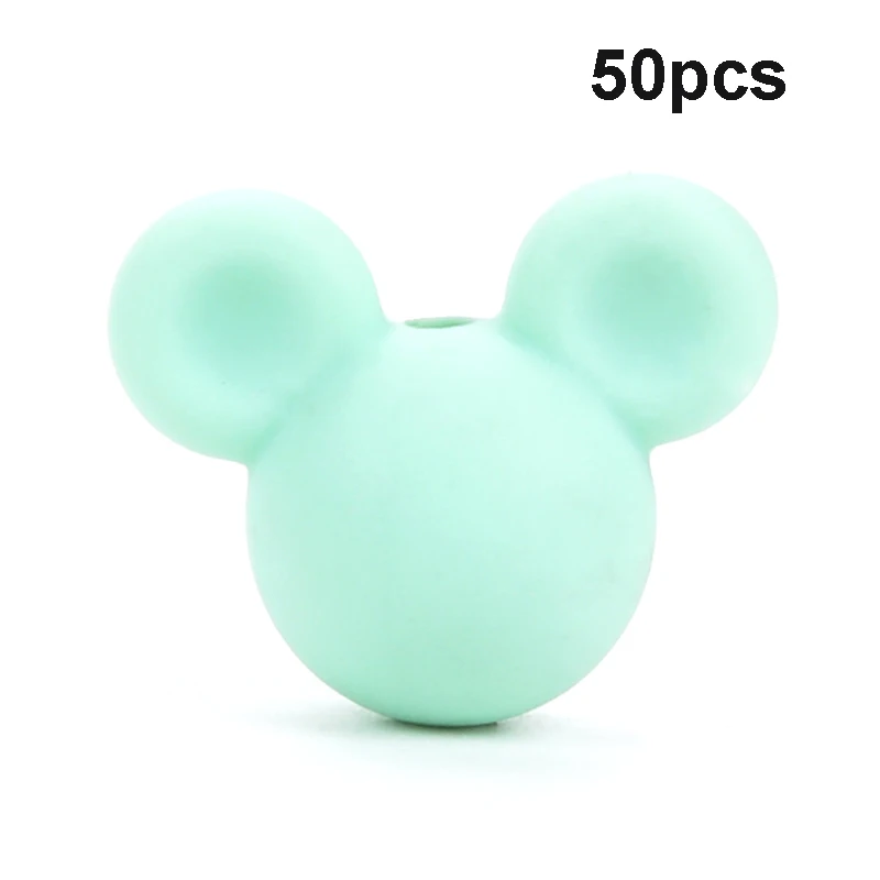 Mint LOFCA 50 шт силиконовые бусины для прорезывания зубов Микки детские бусины для прорезывания зубов силиконовые бусины пищевого качества BPA бесплатно DIY Изготовление ожерелий с подвесками - Цвет: Mint