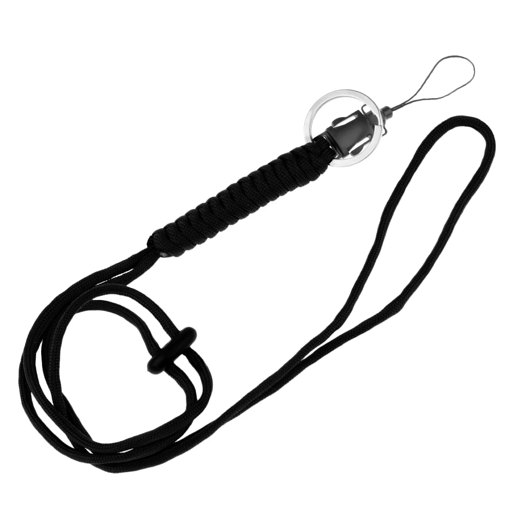 Утилита плетеный шнурок выживания Брелок Из паракорда для ключей фонарик с разделенным кольцом - Цвет: Черный