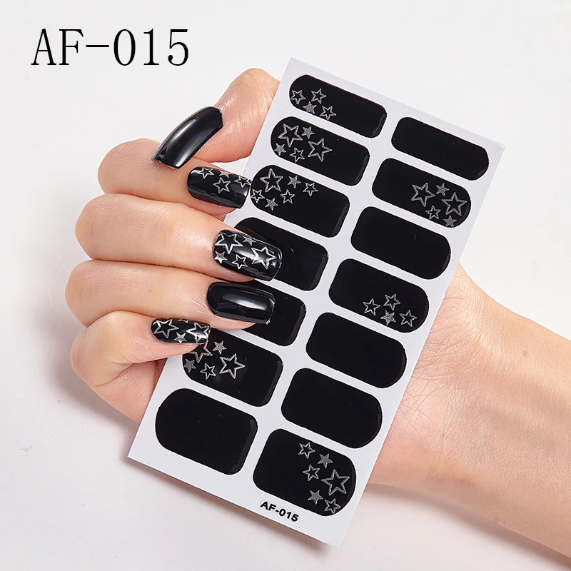 

14tips/sheet Fashion Color Nail Sticker French Full Nail Wraps Nail Polish Sticker Lattice Elements Art Predesigned Drop Ship
