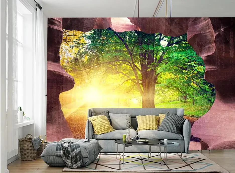 Cave Wallpapers Stone Wall Woods Forest 3d Three Dimensional Large