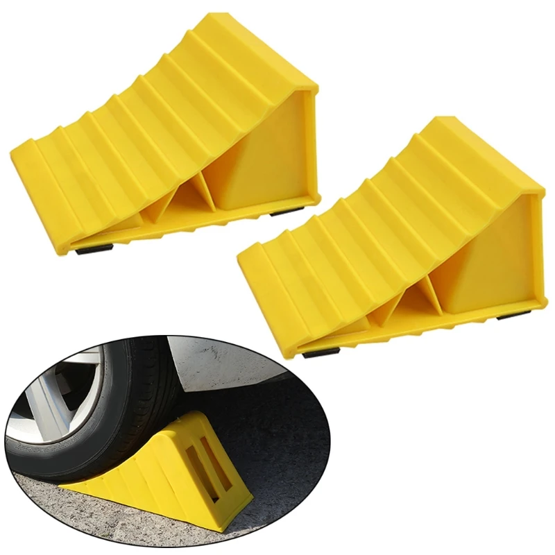 2Pcs Car Wheel Chock High Strength Car Tyre Stopper Auto Wheel Stop Slider Block Triangle Support Pad