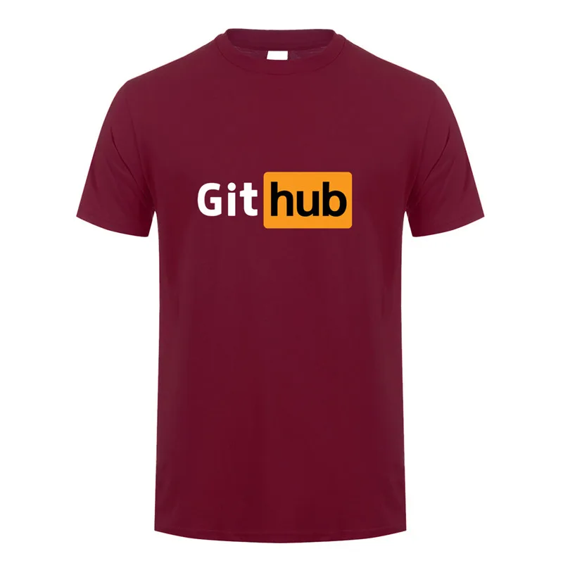 Забавный дизайн футболка Github хлопковая Футболка с круглым вырезом и короткими рукавами Мужская футболка LH-151 - Цвет: Maroon