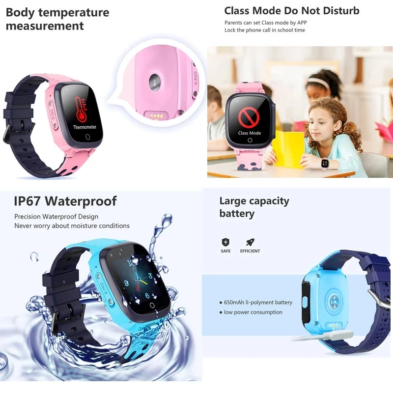 Chamada de Vídeo à Prova Relógio Inteligente Crianças Wifi Rastreamento Dwaterproof Água Termômetro Smartver Rastreador Menino Menina Estudante Telefone Lt25 4g Gps - Image 5