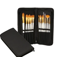 Белый жемчуг нейлон черная ткань Вода Мел масло акварель кисть для рисования, ручка комплект, принадлежности для живописи с губкой 15 шт