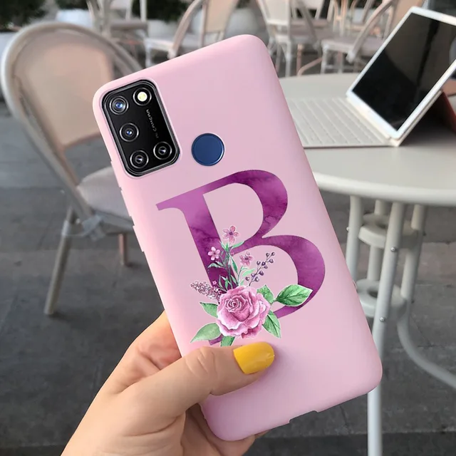 For Realme 7i RMX2193 Case Luxury Initials Letters Soft Silicon