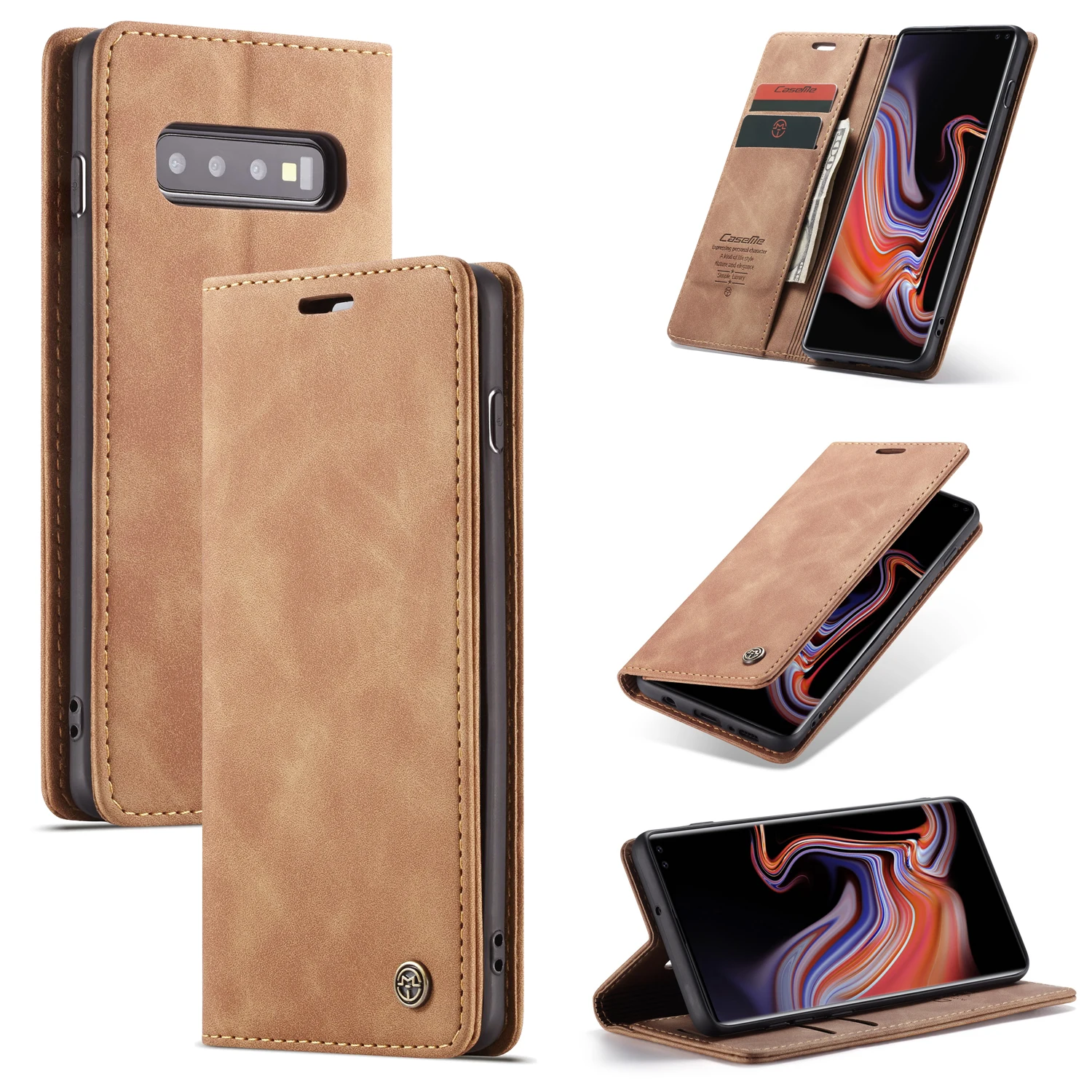 Магнитный чехол книжка Caseme с отделением для карт бумажник Samsung Galaxy S10 S9 S8 Note 10 Plus S10E