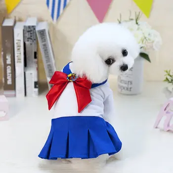 

Cute Uniform Pet Dog Dress Bow Tie Small Dog Clothes Puppy Clothes Chihuahua Yorkie Puppy Skirt Clothing S-XXL