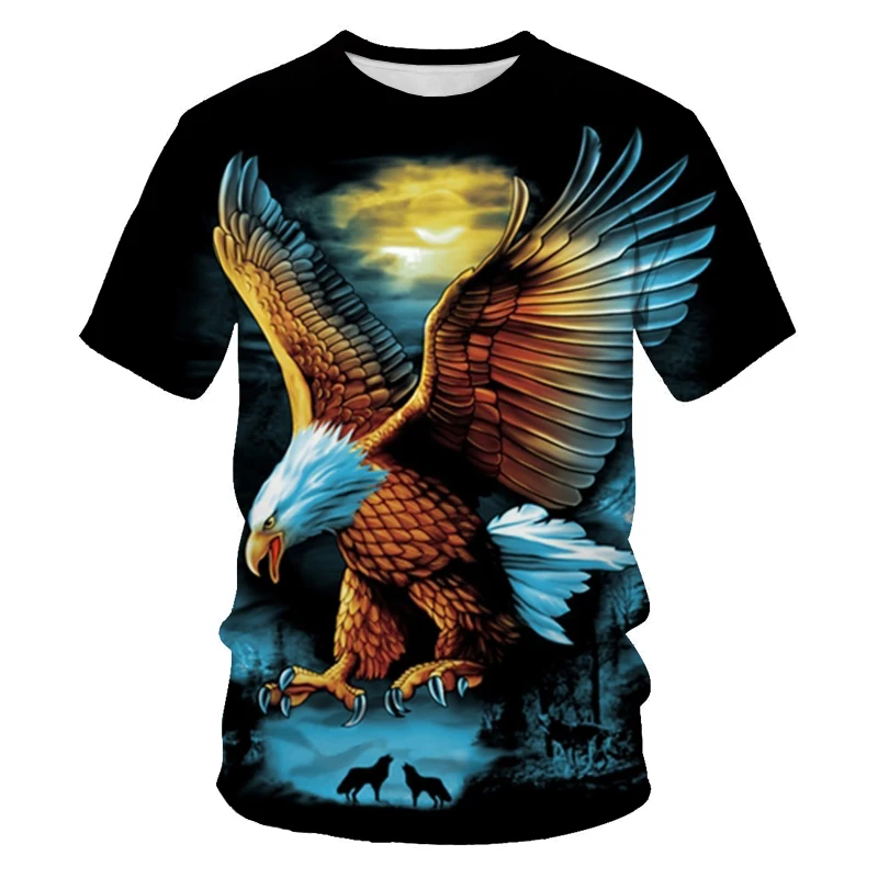 2021 Summer Fashion New Wings Flying Eagle 3D Printed Pattern Men's Trend Short Sleeve Casual T-shirt Top