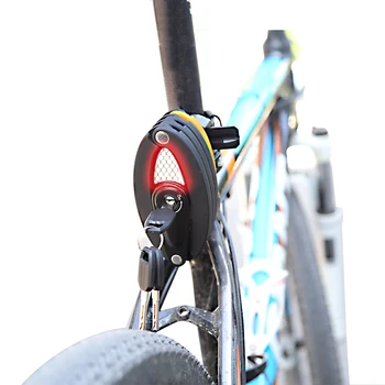 

Folding Lock Cable Lock Chain Lock with Tail Rear Light Reflective Strap For MTB Mountain Road Bike Bicycle