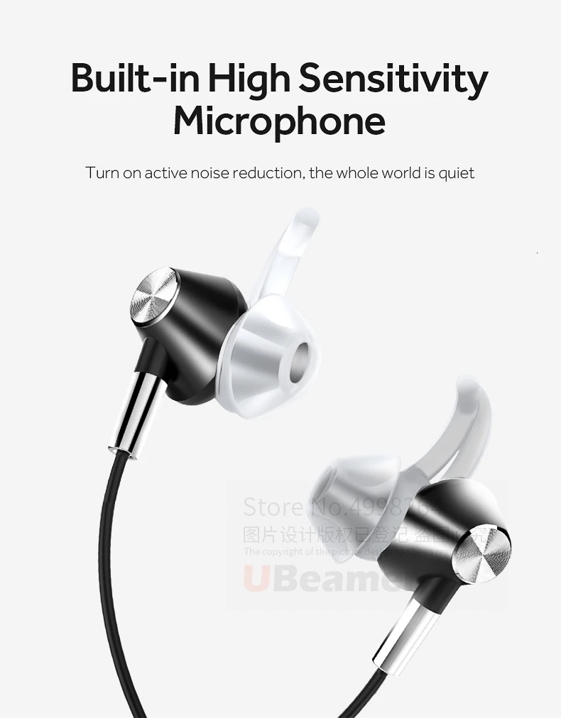 Ubeamer A1, 15 часов работы, наушники с Bluetooth V5.0, с активным шумоподавлением, 4D звук, водонепроницаемый микрофон для спорта