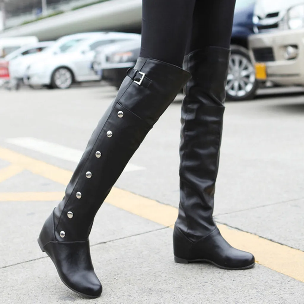 SAGACE Women Knee High Boots Autumn Winter Leather Long snow Boots fashion Comfortable warm winter shoes woman high kneeboots#4