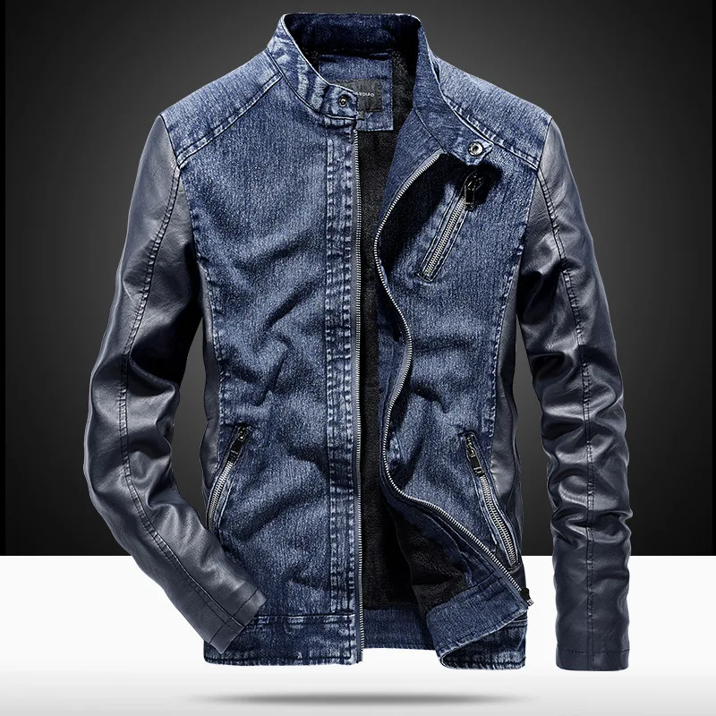 

Hot Selling Men Cowboy Leather Coat Fashion Casual Locomotive Cowboy Leather Coat Men's plus Velvet Leather Jacket MEN'S Outerwe