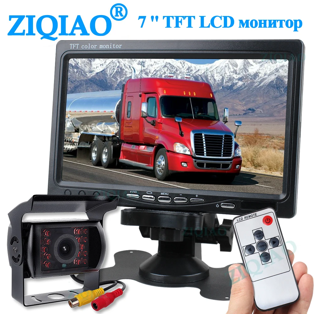 ZIQIAO 7 cal Lcd ciężarówka autobus Monitor parkowanie tyłem dla IR kamera Monitor pojazdu System wyświetlania zestaw ZIQIAO 7 cal Lcd ciężarówka autobus Monitor parkowanie tyłem dla IR kamera Monitor pojazdu System wyświetlania zestaw