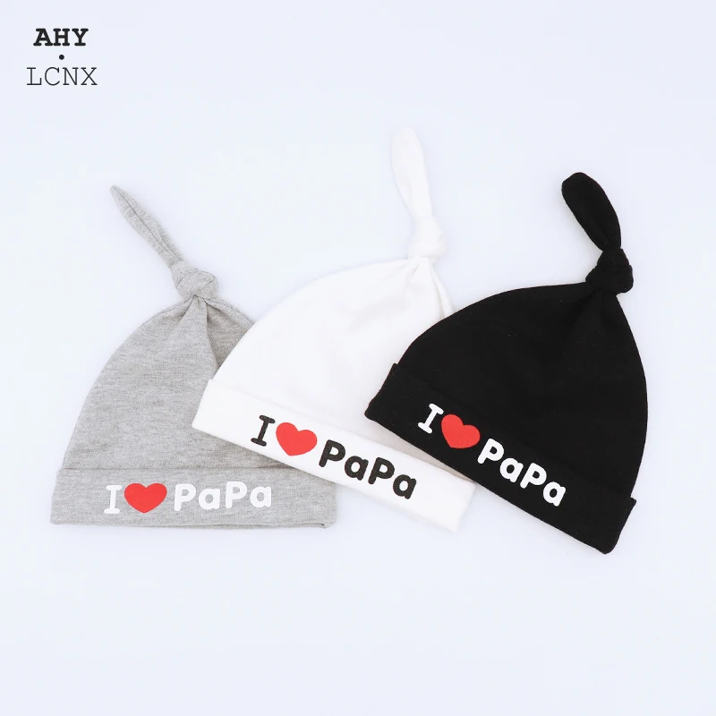Autumn Spring Baby Hat I Love Papa Mama Printed Kids Children Knitted Hats Cotton Newborn bonnet babies For Girls Boys Caps baby hat knit hat