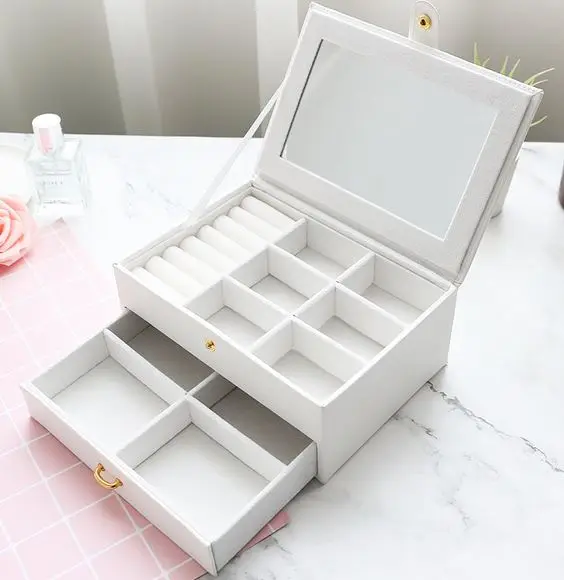Jewelry box 39 Мода леди с ожерельем цепи серьги шкатулка маленькая ПУ коробка для хранения дома простой путешествия портативный дисплей ювелирных изделий ткань - Цвет: Jewelry box 39