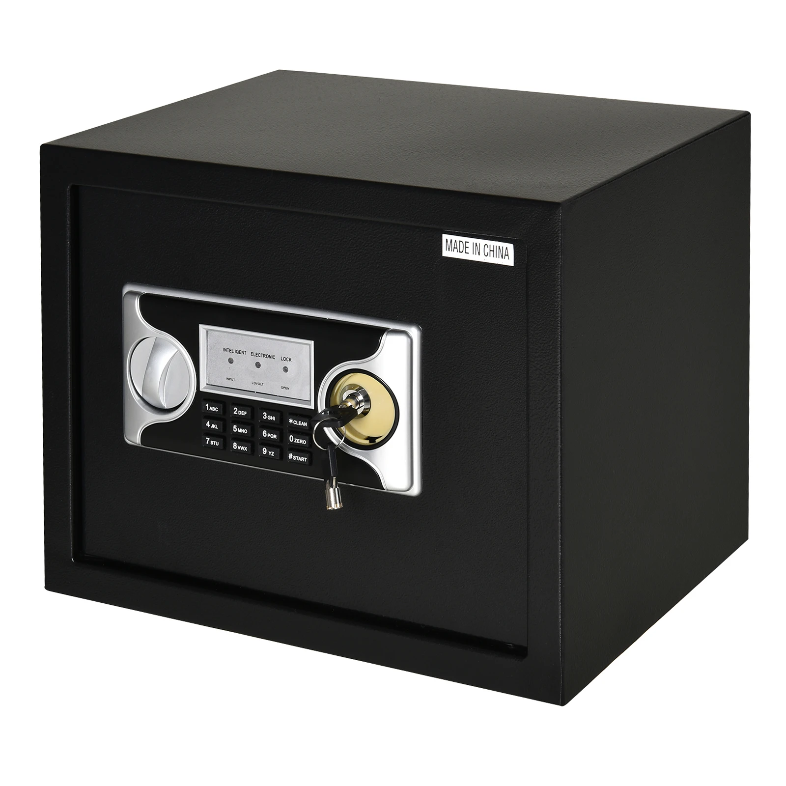 HOMCOM solid electronic safe safe with key 2 codes capacity 27 L Steel 38x30x30 cm black