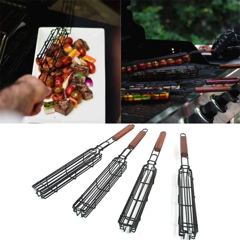 Metal BBQ Grill Mesh Barbecue Meshes Portable Fish Grilling Mesh Barbecue Basket BBQ Tools Kitchen Accessories