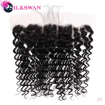 

Silkswan Lace Frontal 13x4 Ear to Ear Closure With Baby Hair Brazilian Deep Wave Remy Hair Human Hair Extension