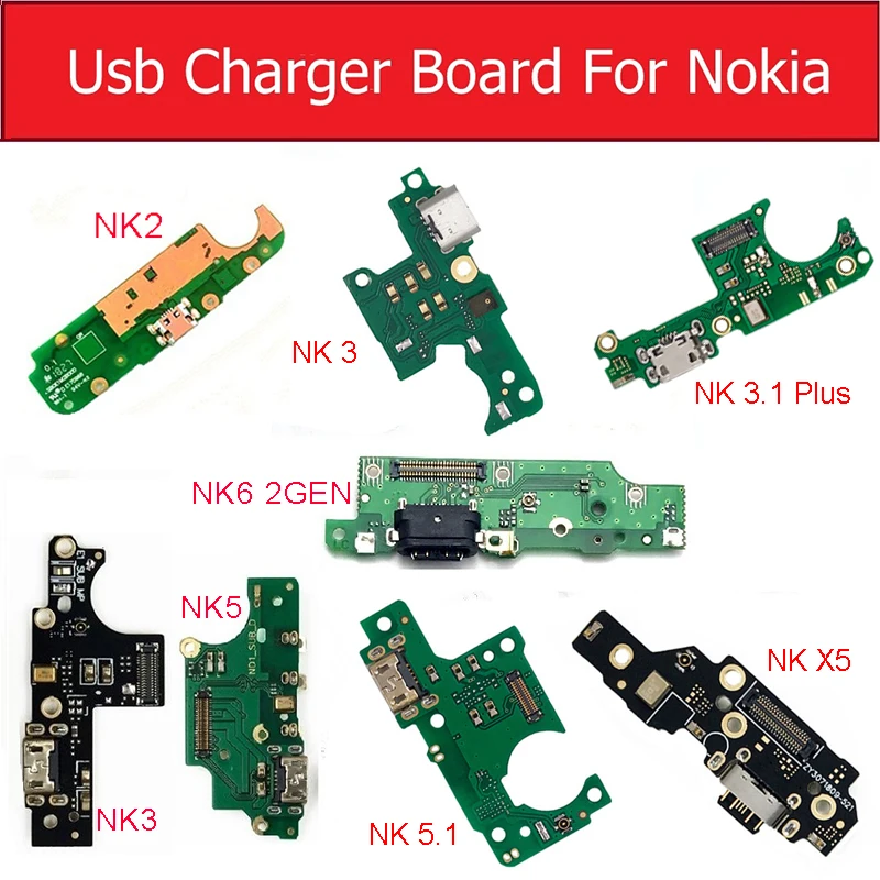 Плата для зарядки микрофона и USB для Nokia 1, 2, 2,1, 3, 3,1, 5, 5,1 Plus, X5, 2GEN, TA-1054, микрофонная зарядка, usb-разъем, запасная плата