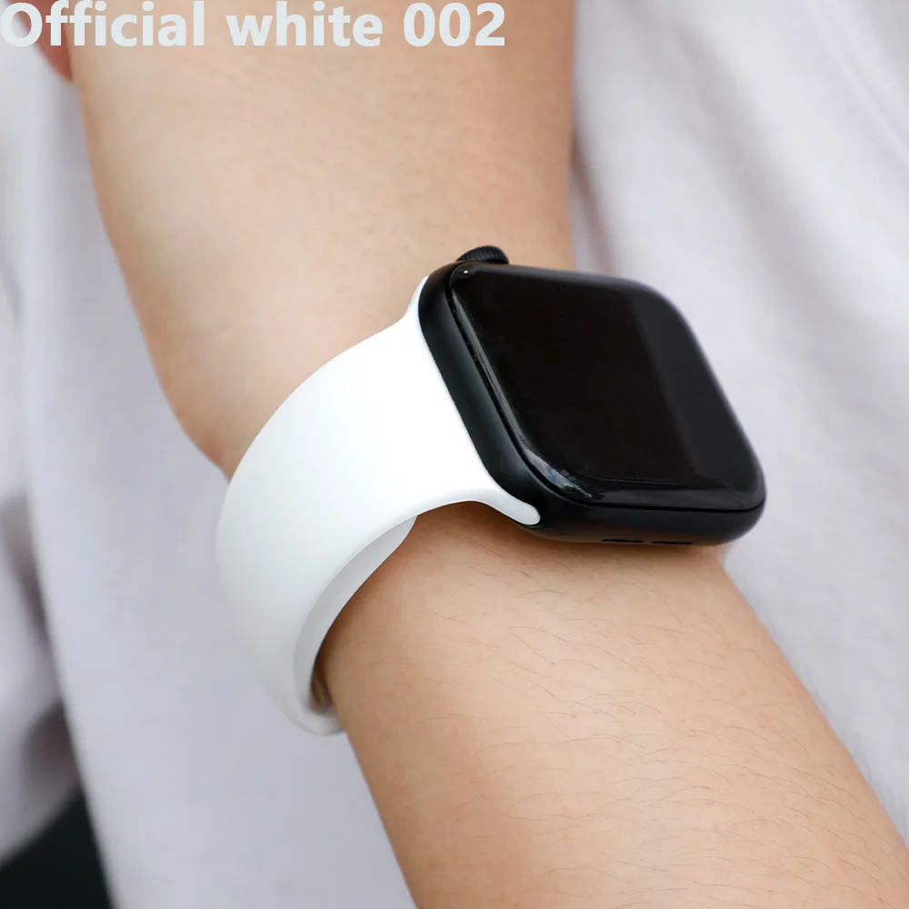 Official white 002 Ремешок для apple watch, ремешок для apple watch 5, 4, 3, iwatch, ремешок 42 мм, 44 мм, 38 мм, 40 мм, браслет Correa, силиконовый ремешок для часов, ремень, аксессуары - Цвет ремешка: Official white 002