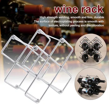 

Display 6 Bottles Modern Countertop Stand Hotel Cabinet Organizer Holder Storage Bar Iron Wine Rack Simple Small Freestanding