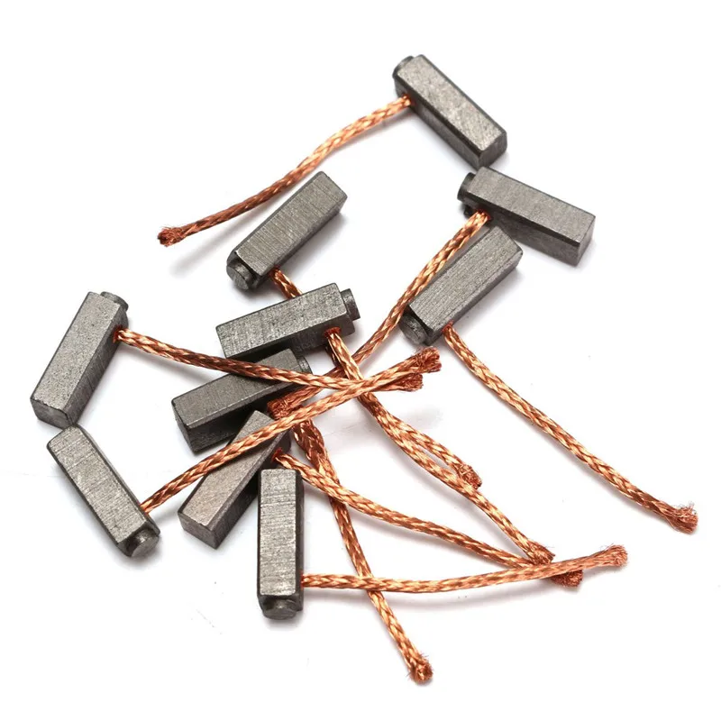 

10pcs/Set 5mm x 6mm x 14mm Carbon Brushes Wire Leads Generator Motor Brush For Generic Electric Motor Replacement