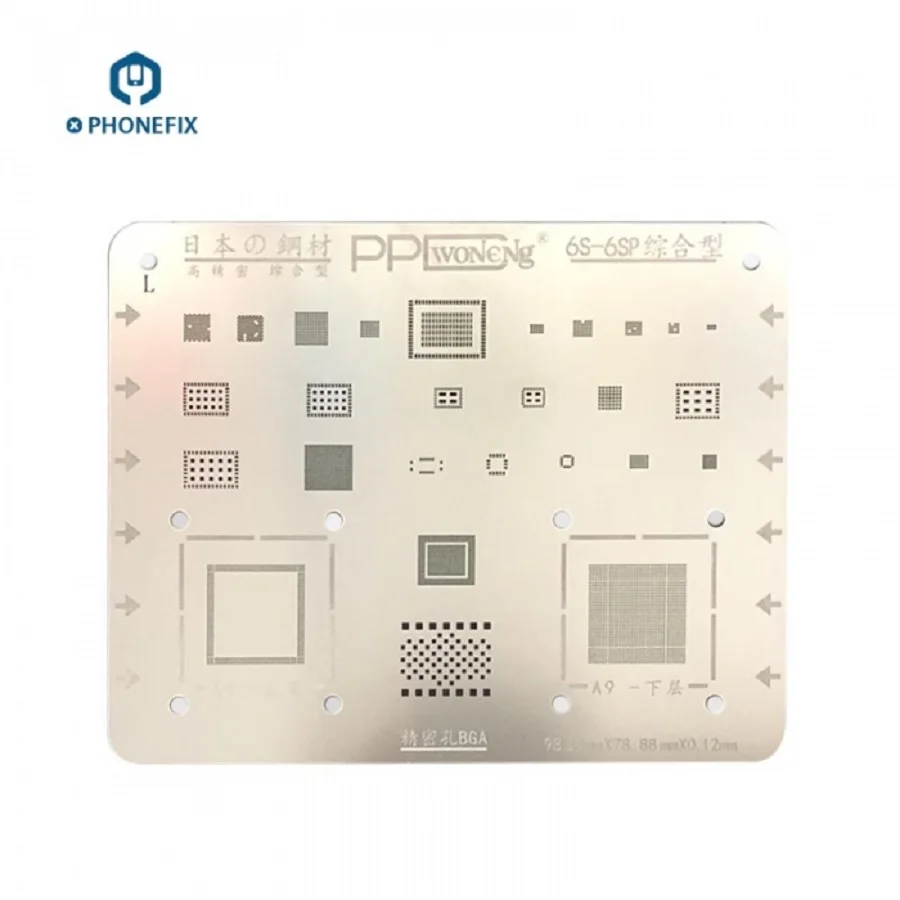 

PHONEFIX IC Chip BGA Reballing Stencils Solder template for iPhone 5/5S/6/6P/6S/6SP/7/8/X CPU NAND Power IC Repair Tin Nets