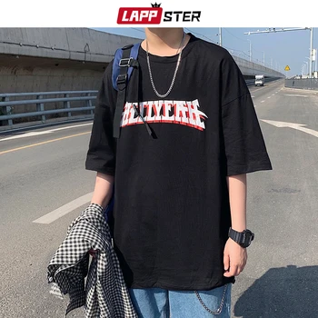

LAPPSTER Men Harajuku Graphic T Shirts Summer Streetwear 2020 Man Japanese Hip Hop Oversized T-shirt Male Kpop Oversized Clothes