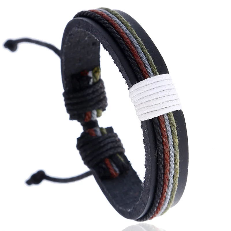 Цветной пеньковый с переплетенными веревками кожаный Простой мужской и женский браслет из искусственной кожи& Браслеты
