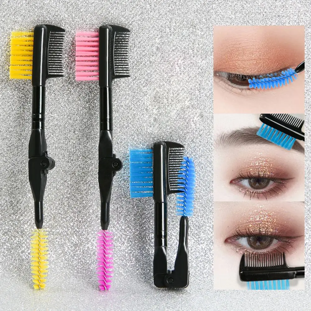 1PC2 in1Eyelash Comb Dual Purpose Eyelash Eyebrow Black Pink Brush Comb Professional Eye Makeup Tool Cosmetic Accessories