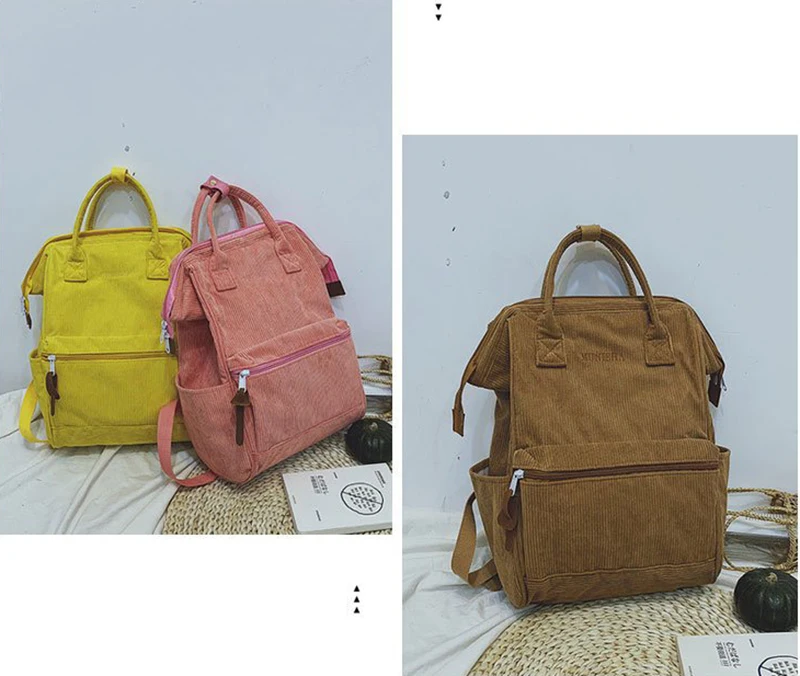 Вельветовый рюкзак для женщин, много карманов, рюкзаки для путешествий, женская школьная сумка для подростков, сумка на плечо для книг, сумка для улицы