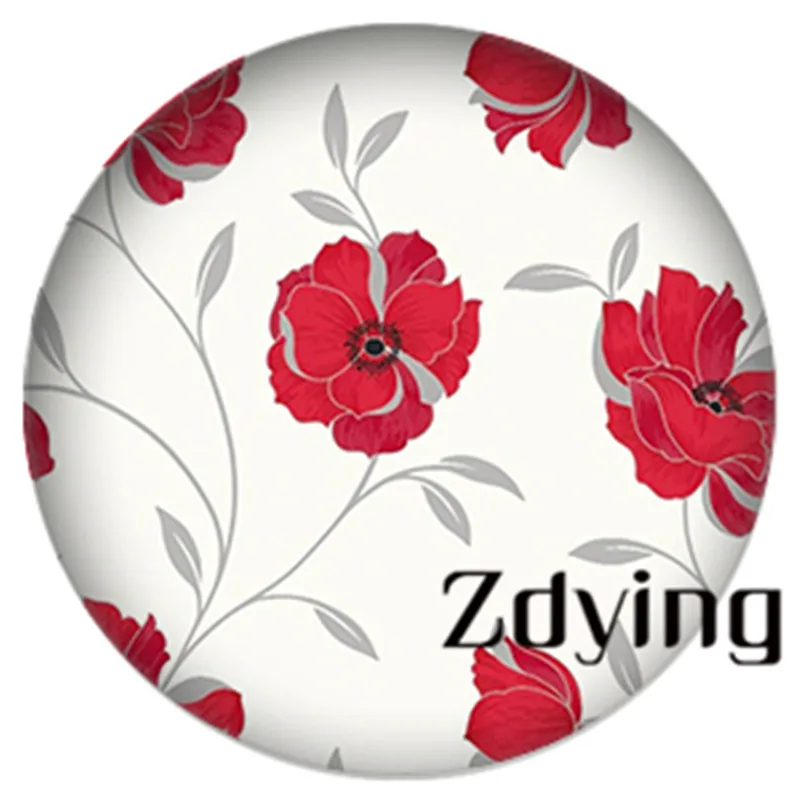 ZDYING 5 шт. цветок ручной работы красного цвета фото Круглые Стеклянные Кабошон бусины Diy ювелирных изделий брошь с серьгами YS007 - Цвет: YS003