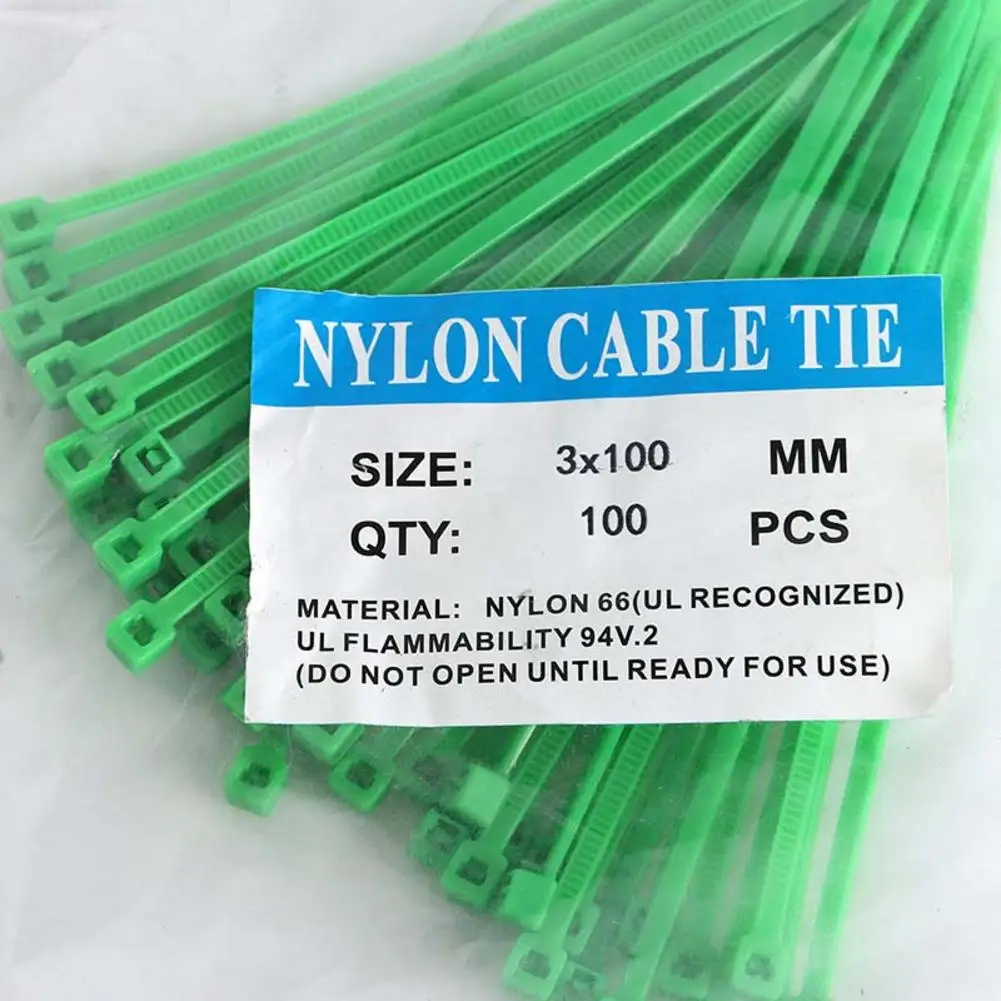 Самоблокирующиеся пластиковые нейлоновые кабельные стяжки на молнии 100 шт. зеленые кабельные стяжки крепежные Петли Кабеля различные спецификации