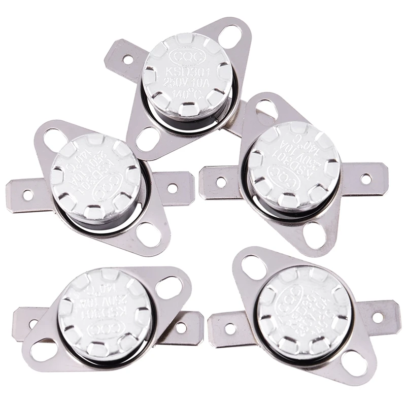 

5 x KSD301 Temperature Switch Thermostat 250V 10A 140 Celsius N.C.