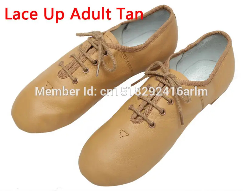 Lace Up Adult TAN Качественная обувь для джазовых танцев из натуральной кожи; обувь для танцев на шнуровке; обувь для занятий танцами; обувь хип-хоп; спортивные кроссовки для подростков и взрослых - Цвет: Lace Up Adult TAN