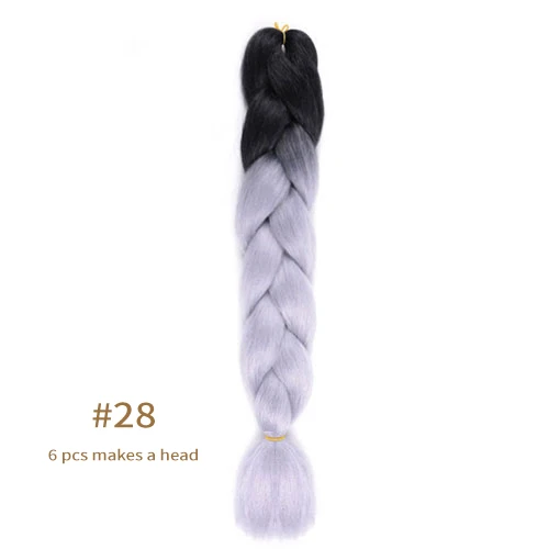 Synthetic jumb Braids Ombre Braiding Hair Extension Box Braid Hair Pink Purple Yellow Golden Colors hair 24inch kanekalons hair B28