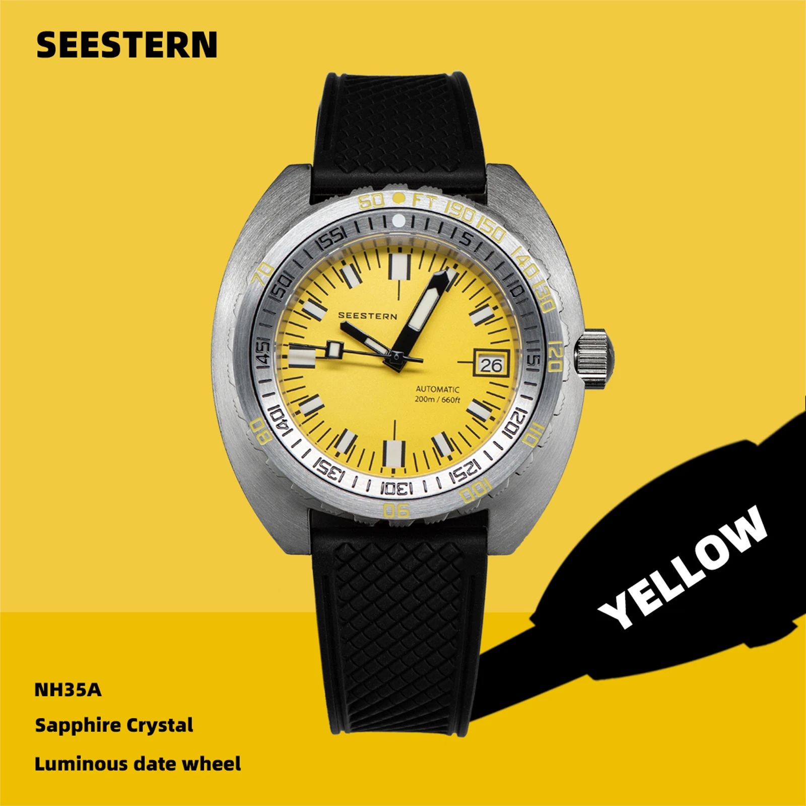 SEESTERN SUB300T Automatic Mechanical NH35 Diver Watch For Men Sapphire