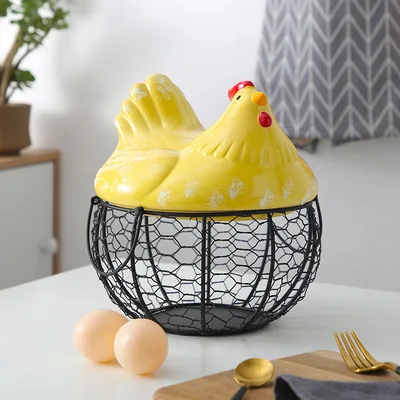 Organizer Case,Table Top Snacks Storage Organizer Kitchen Gadget A Ceramic Chicken Shaped Fruit Basket Egg Basket Holder 