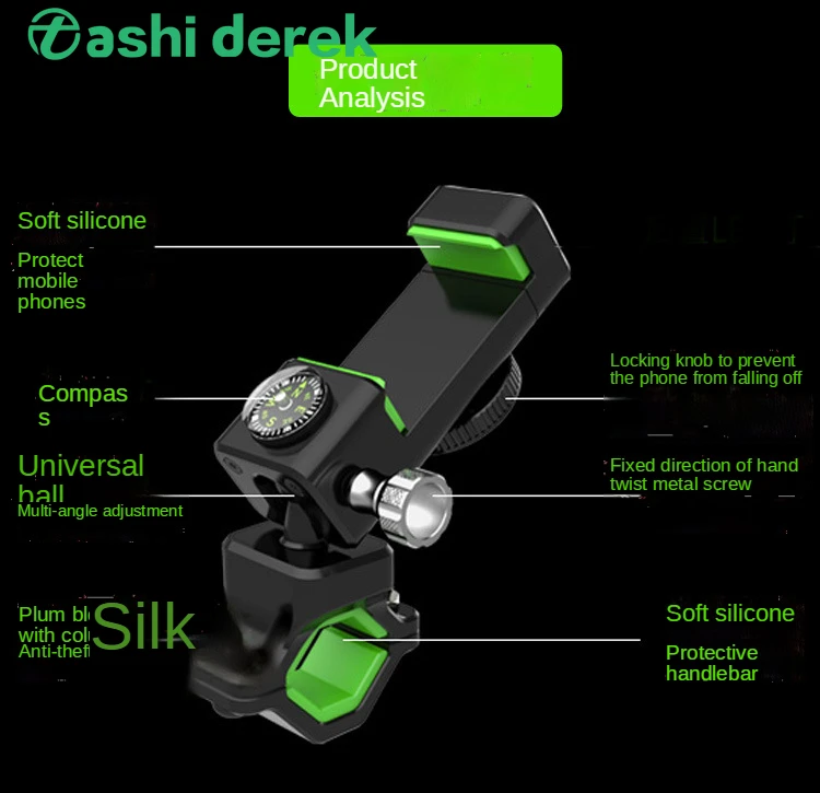 Electric motorcycle mobile phone navigation bracket bicycle mobile phone bracket with compass Riding mobile phone navigation