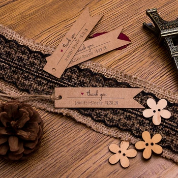 

100pcs wedding retro label DIY graffiti word card wedding party gift thick kraft paper white paper custom tag thank you Grazie