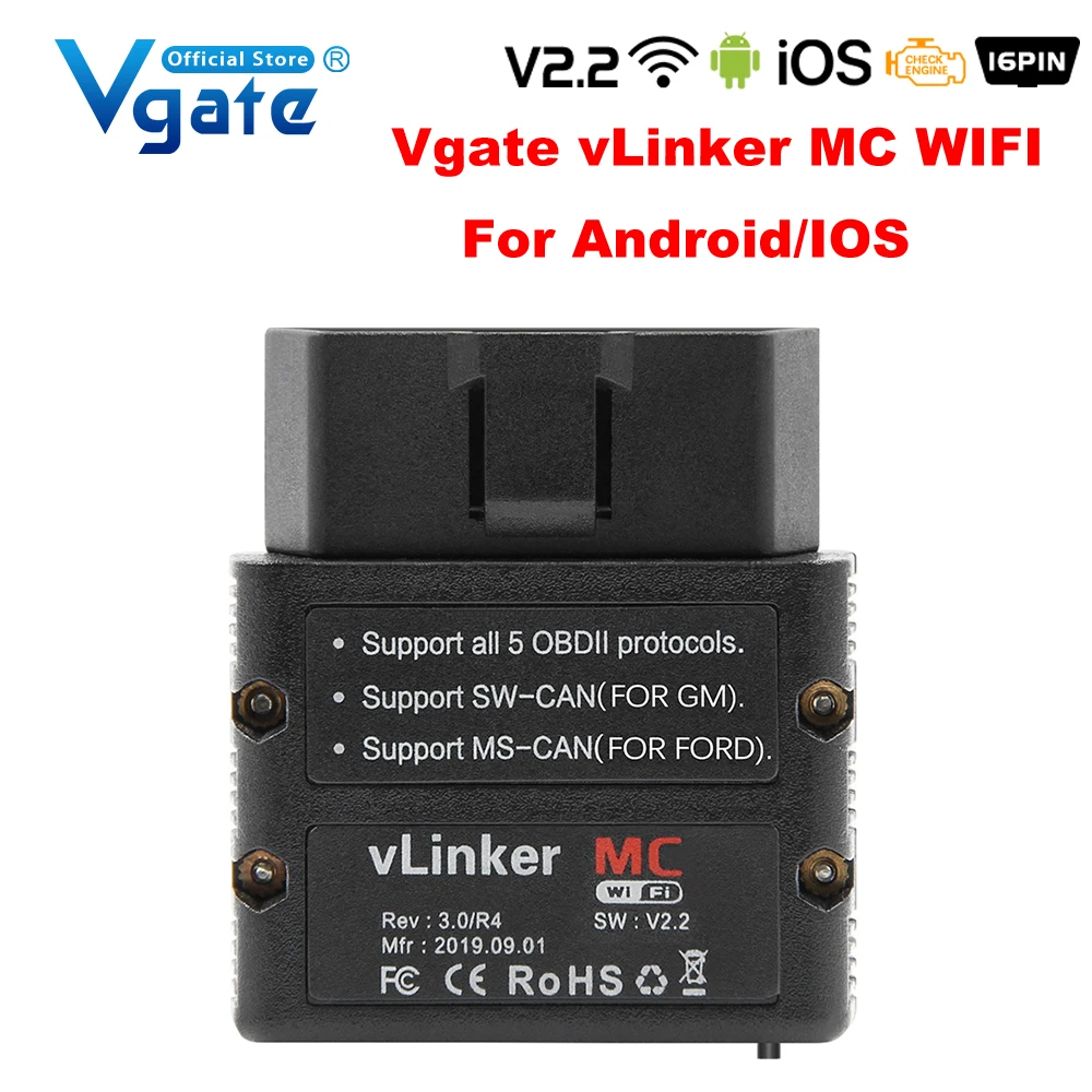 Vgate vLinker MC+ ELM327 V2.2 Bluetooth-Compatible 4.0 wifi Car Scanner OBD2 Auto Diagnostic Tool OBD 2 Scan PK ELM 327 V 1 5 auto inspection equipment Code Readers & Scanning Tools