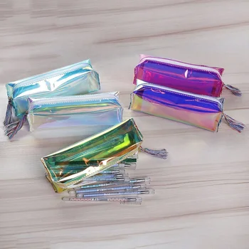 

Laser Tassel PVC Pencil Case Large Capacity School Student Pencil Bag Cosmetic Bag Pencil Pouch Cute Pen Box School Stationery