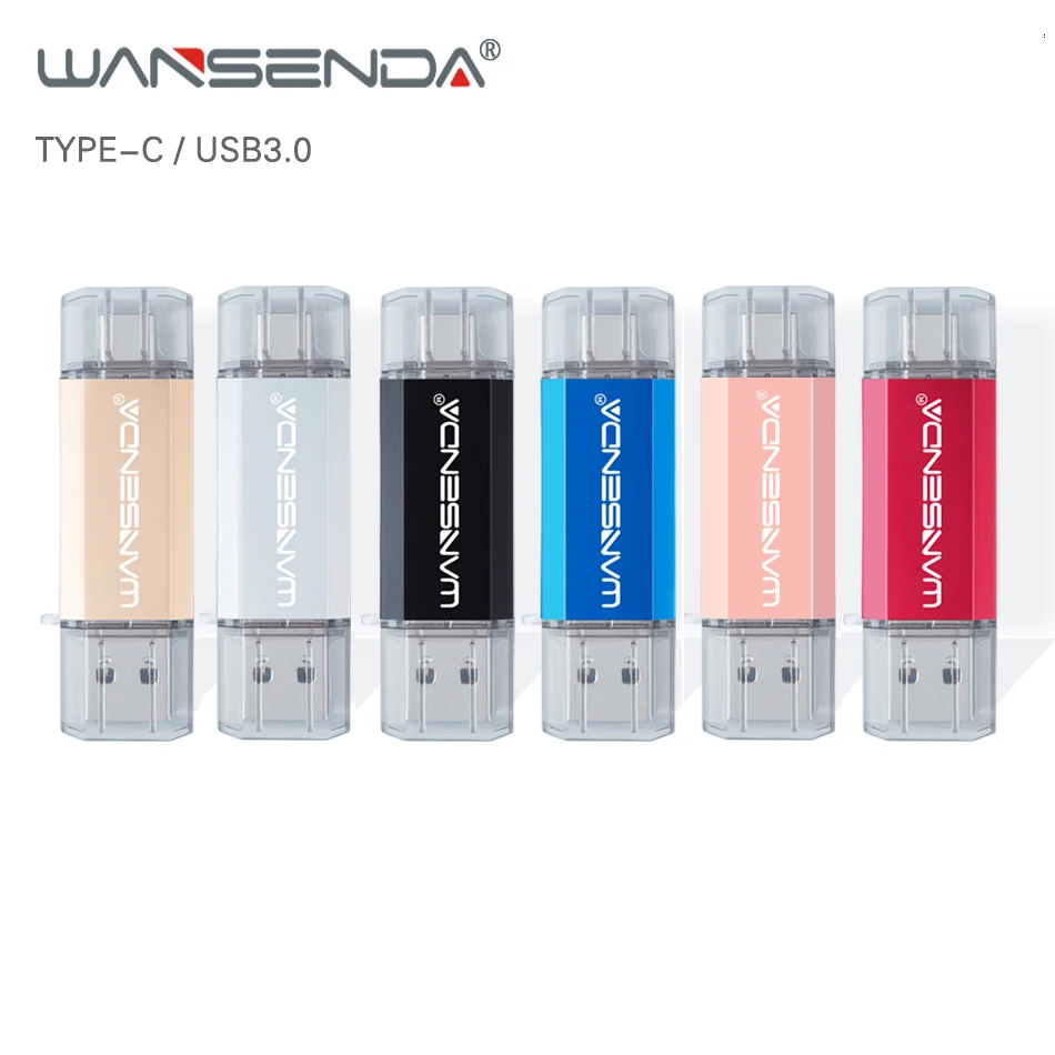 WANSENDA OTG USB флеш-накопитель Тип C флеш-накопитель 128 Гб 64 ГБ 32 ГБ 16 ГБ Флешка 2 в 1 type-C и USB 3,0 USB флеш-накопитель Drive