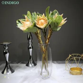 

INDIGO - Champagne Protea cynaroides Artificial Flower Bouquet Wedding Flower Party Event Florist Shop Decoration Display