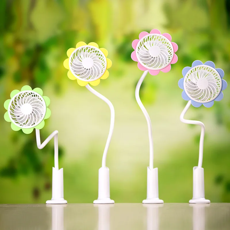 

Sunflower Rechargeable Mini Handheld Fan Portable Mute Clip Desktop Fan Students USB Small Fan