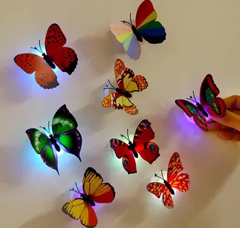 

10 Pcs/set 3d Wall Stickers Led Lights Butterfly For Kids Rooms Home Wall Decor Diy Fridge Stickers Room Decoration Y6