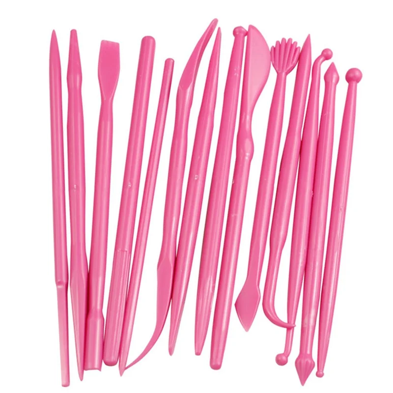 Juego de escultura de arcilla de plástico Juego de Herramientas de decoración de pasteles para dar forma a la arcilla Playdough, herramientas de polímero, 14 unidades