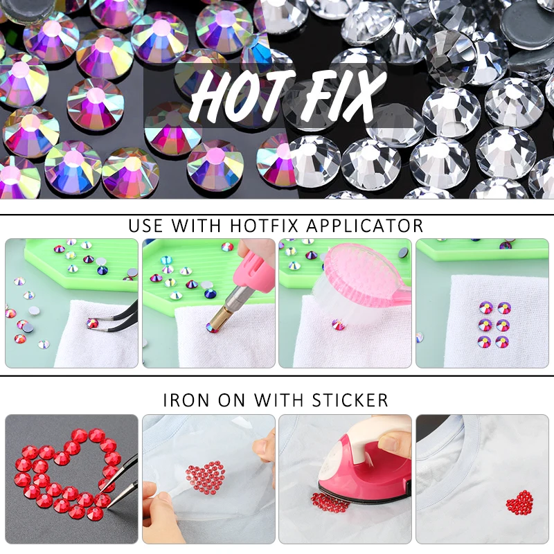 Hotfix Applicator with Crystal Hotfix Rhinestones Flatback Glass Iron-on  Wand Strass Rhinestones Heat-fix Tool for Shoes Clothes